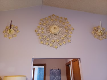 Mid Century Clock and Candle Wall Art / clock not working