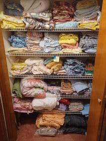 Entire Contents of Closet / everything seen/ most bedding is full size