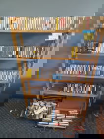 Wood Media Rack and Contents