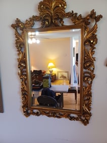 Beautiful Gilded Wood Frame Beveled Mirror