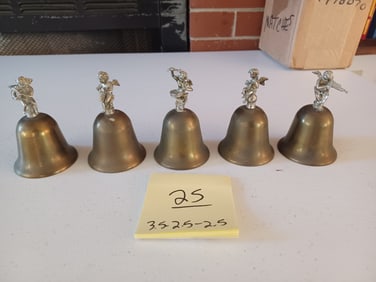Set of Cherub Handled Brass Bells