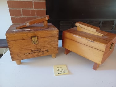 Pair of Vintage Shoeshine Boxes / Ronson Roto Shine Magnetic