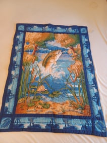 Bass Fish Quilted Throw Blanket