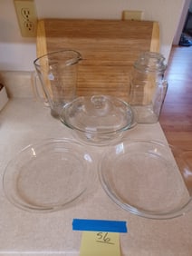 Pyrex Kitchen Lot / Glass Pitcher, Canister & Cutting Board