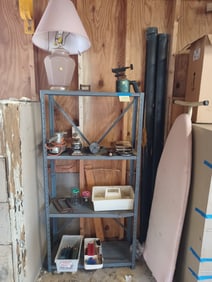 Metal Shelf & Contents