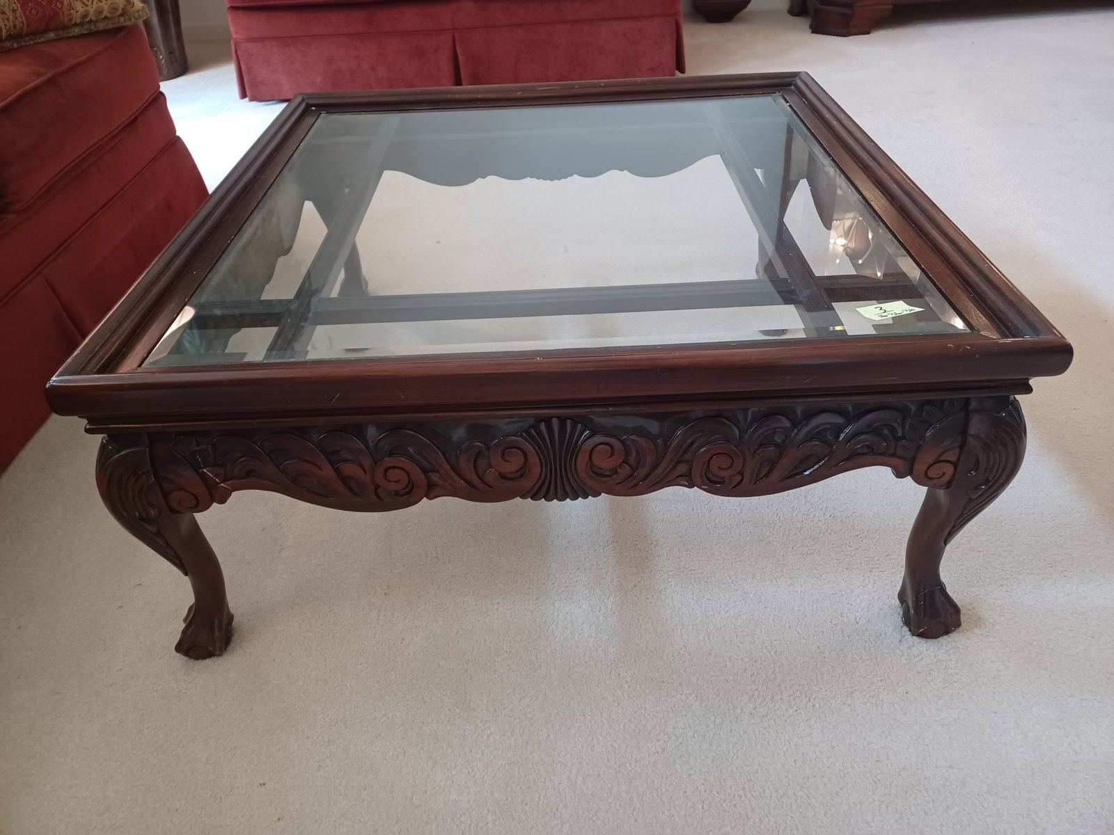 Ornate Mahogany Claw Foot Coffee Table: Ornate Mahogany Claw Foot Coffee Table