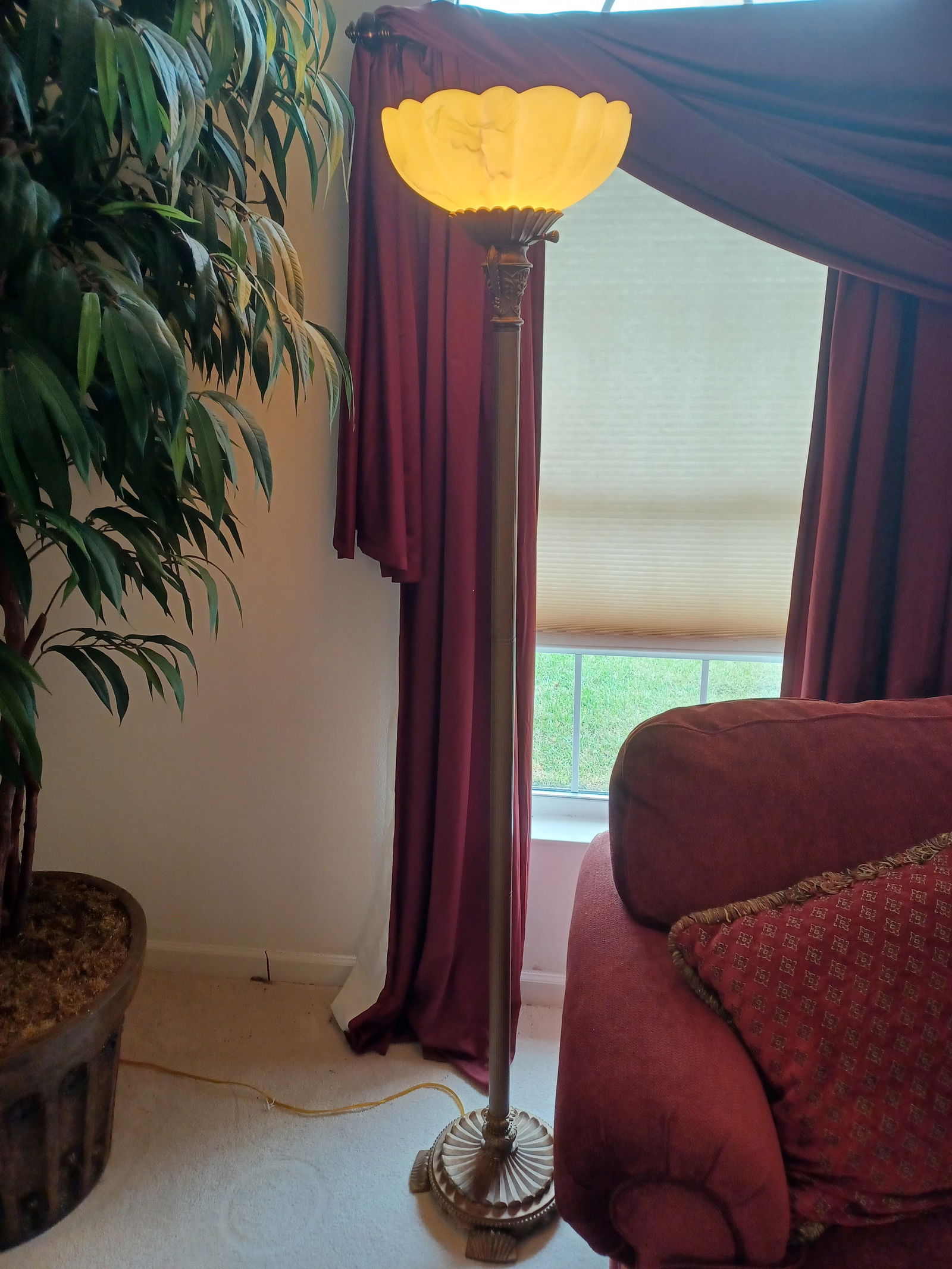 Tall Ornate Torchiere Floor Lamp (1 of 5)