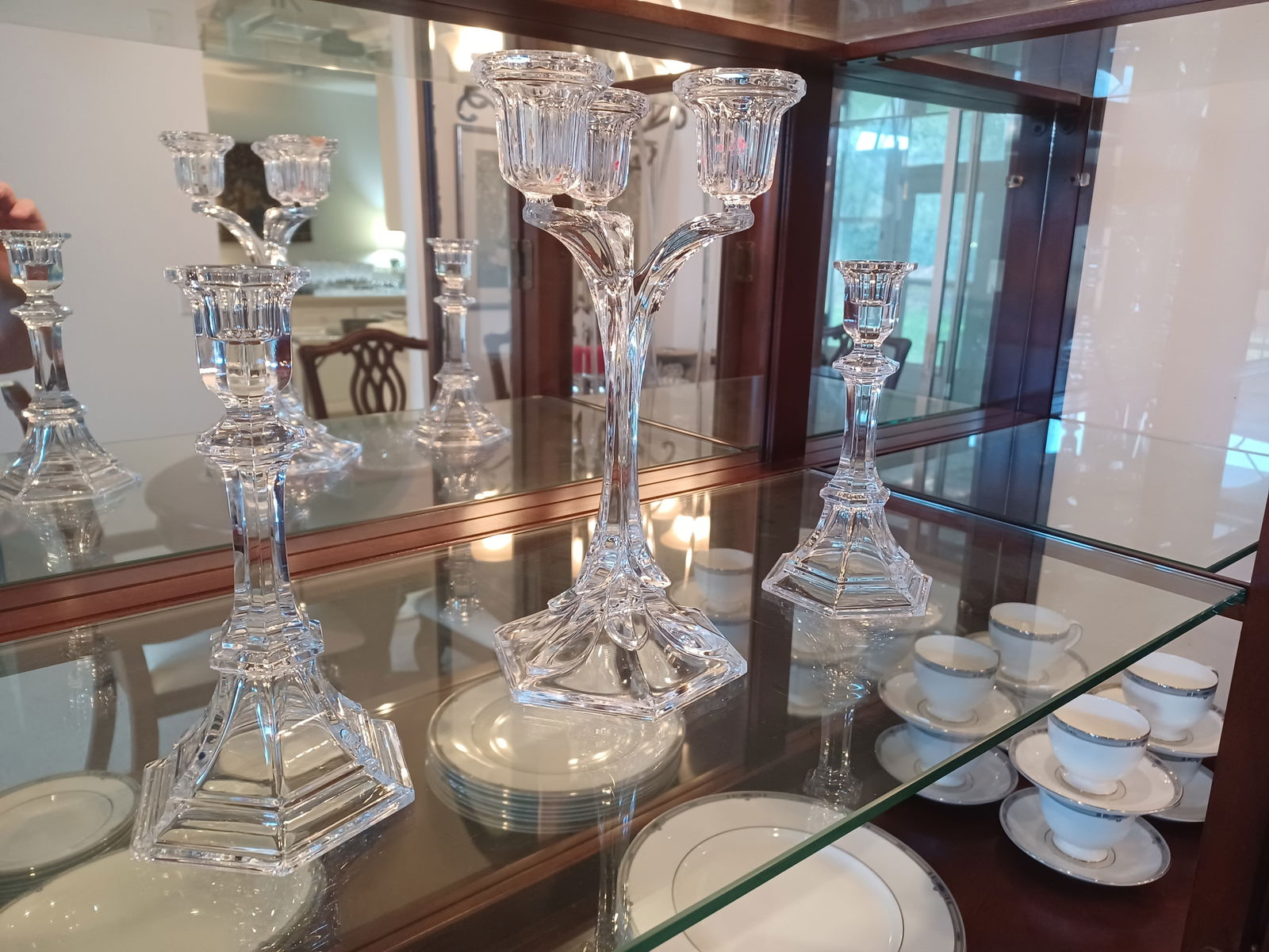 Lot of 3 Crystal Candle Sticks: Lot of 3 Crystal Candle Sticks