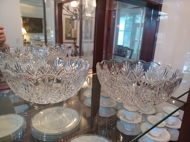 Pair of Beautiful Shannon Crystal Serving Bowls
