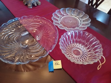 Lot of 3 Glass serving pieces
