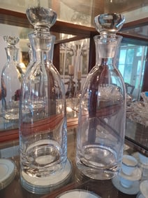 Pair of Heavy Crystal Decanters / one has chips on rim see photos