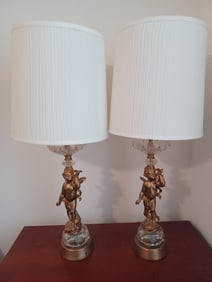 Vintage Pair of Mid Century Cherub Lamps