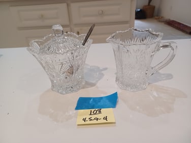 Set of Crystal Cream & Sugar Bowl
