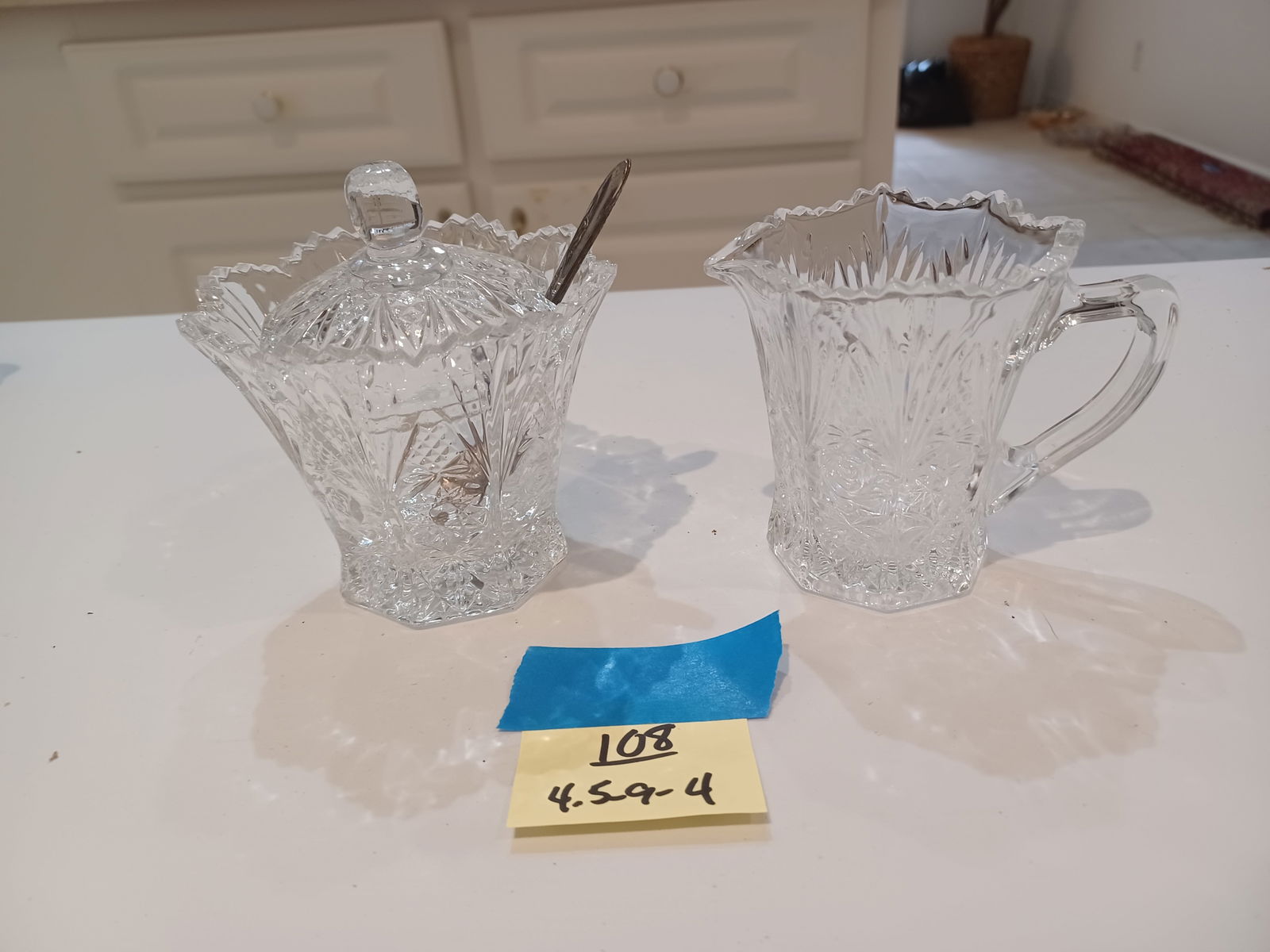 Set of Crystal Cream & Sugar Bowl (1 of 5)