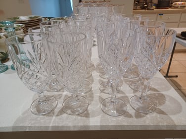 Beautiful Set of Shannon Crystal Goblets and Wine Glasses