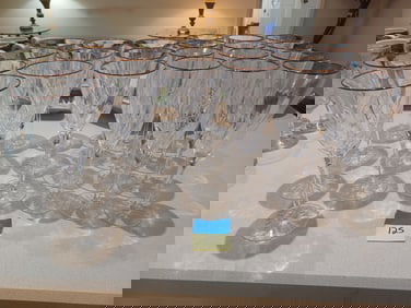 Set of Gold Trimmed Crystal Wine & Champagne Glasses