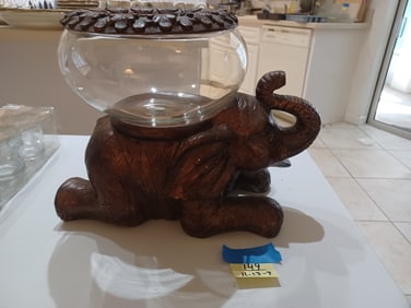 Decorative Elephant Statue with Bowl Back