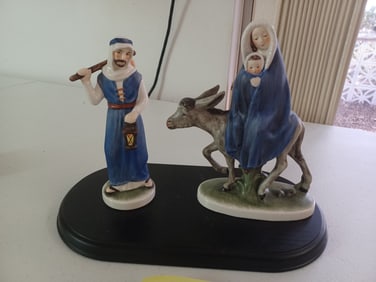 Vintage Goebel Nativity Figurine Set with wood base