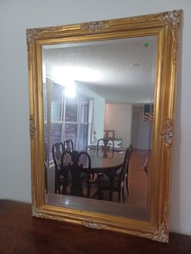 Beveled Mirror in Ornate Gold Frame