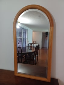 Arched Top Oak Framed Bevelled Mirror