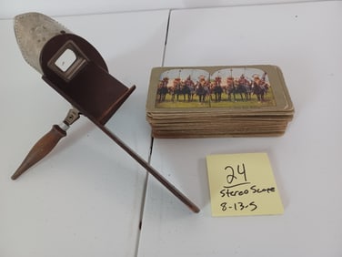 Vintage Stereoscope with Large Card Collection 67 cards /  as seen