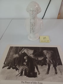 George Washington Bust and Print of Vally Forge. Wear on print as seen