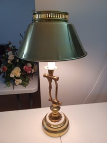 Vintage Adjustable Brass & Marble Lamp