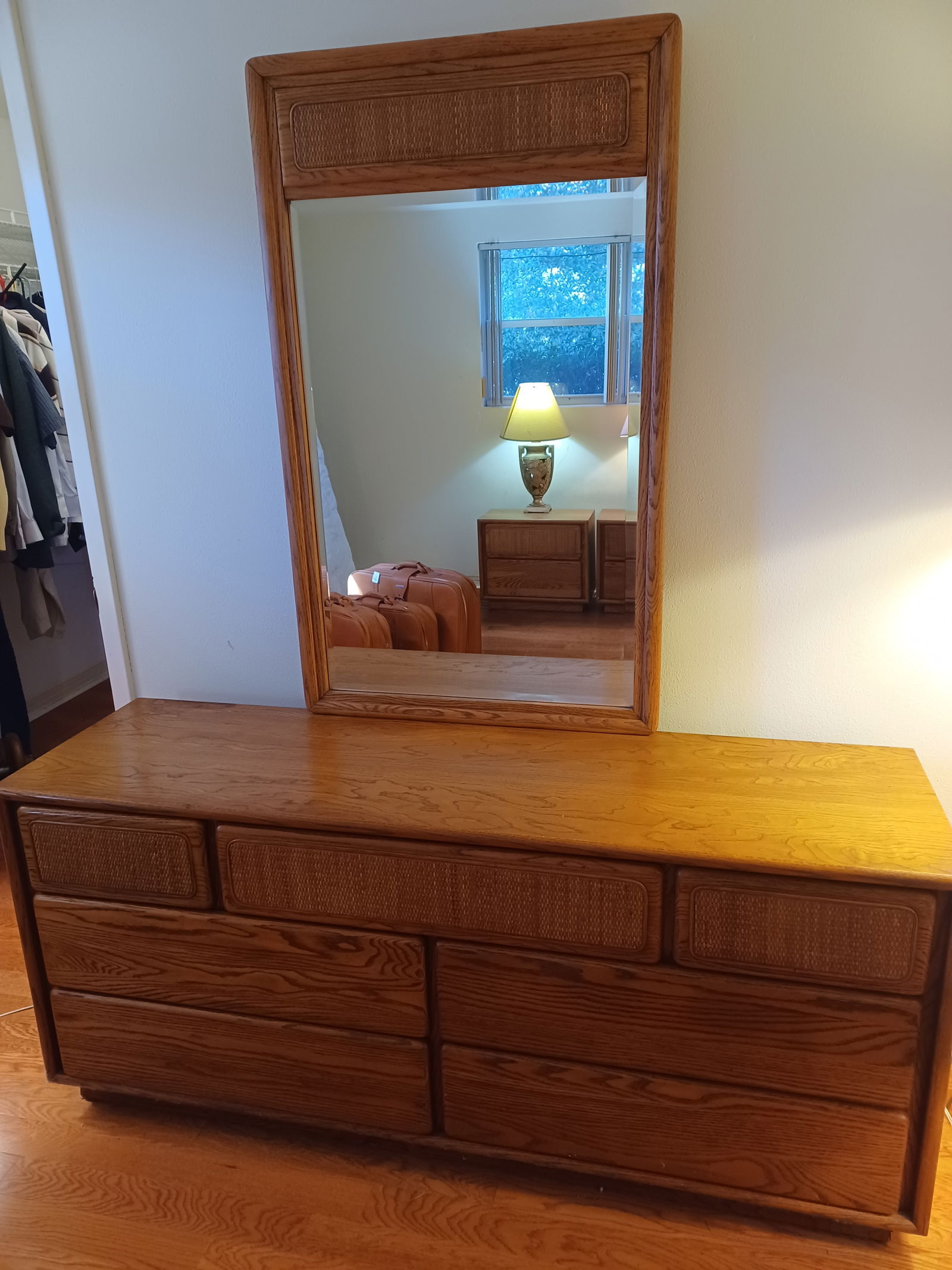 Vintage Oak Lane Dresser & Mirror /  some wear as seen (1 of 8)