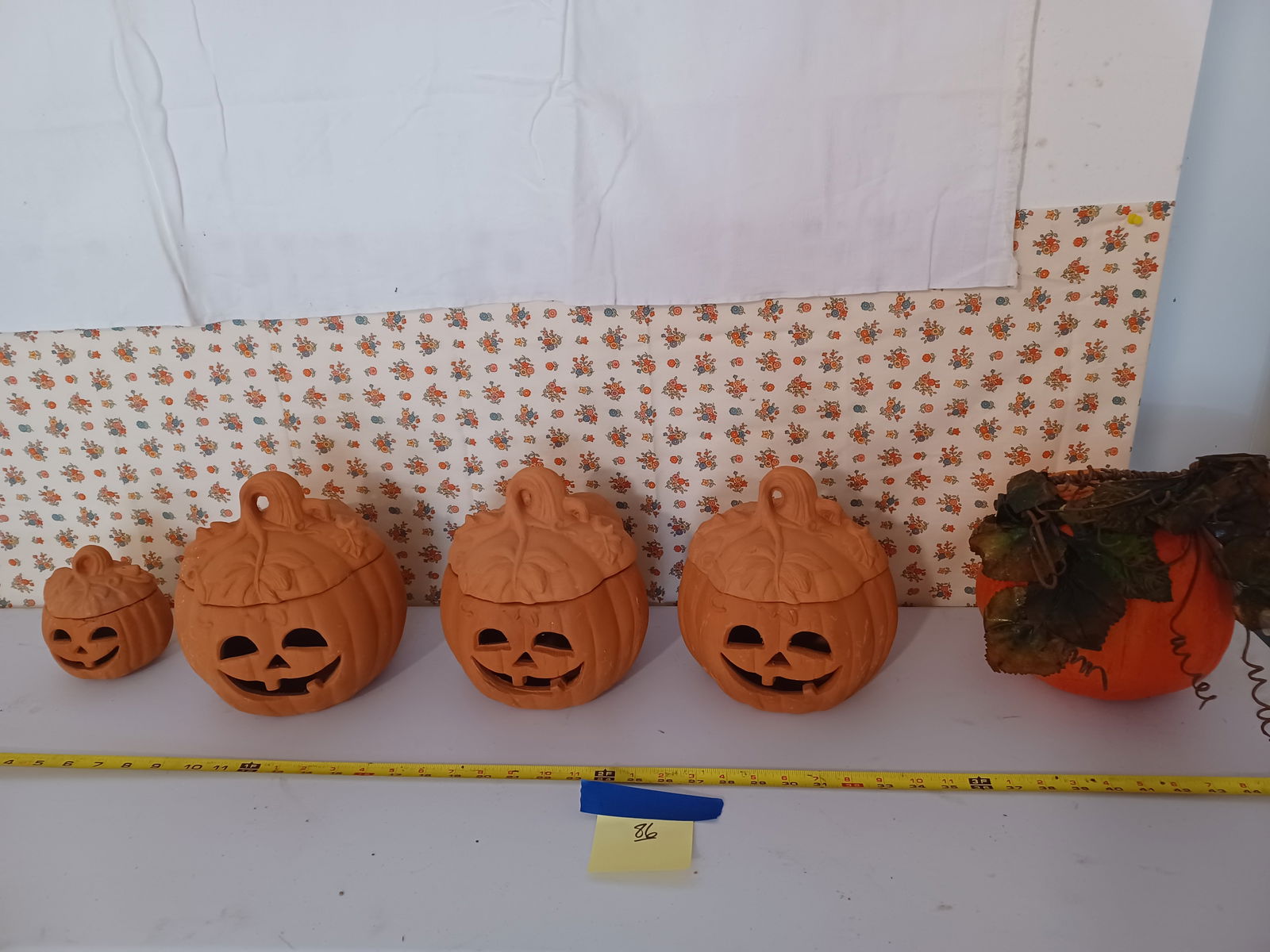 Lot of Teracotta Jack o Lanterns: Lot of Teracotta Jack o Lanterns