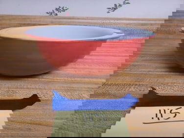 Vintage Pyrex Flamingo Pink Pattern Bowl