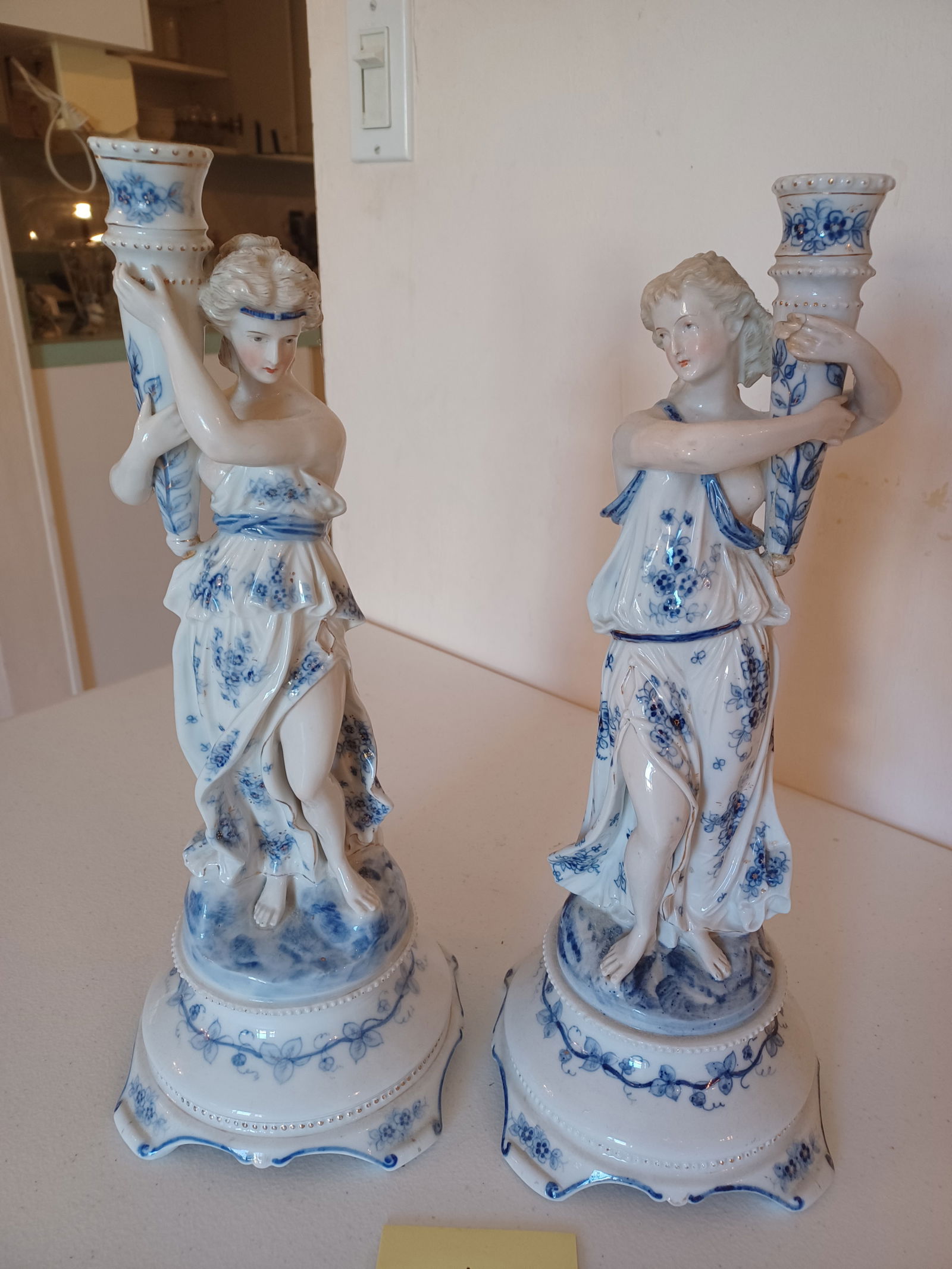 Meissen Figural Candlesticks / condition issues as seen (1 of 19)