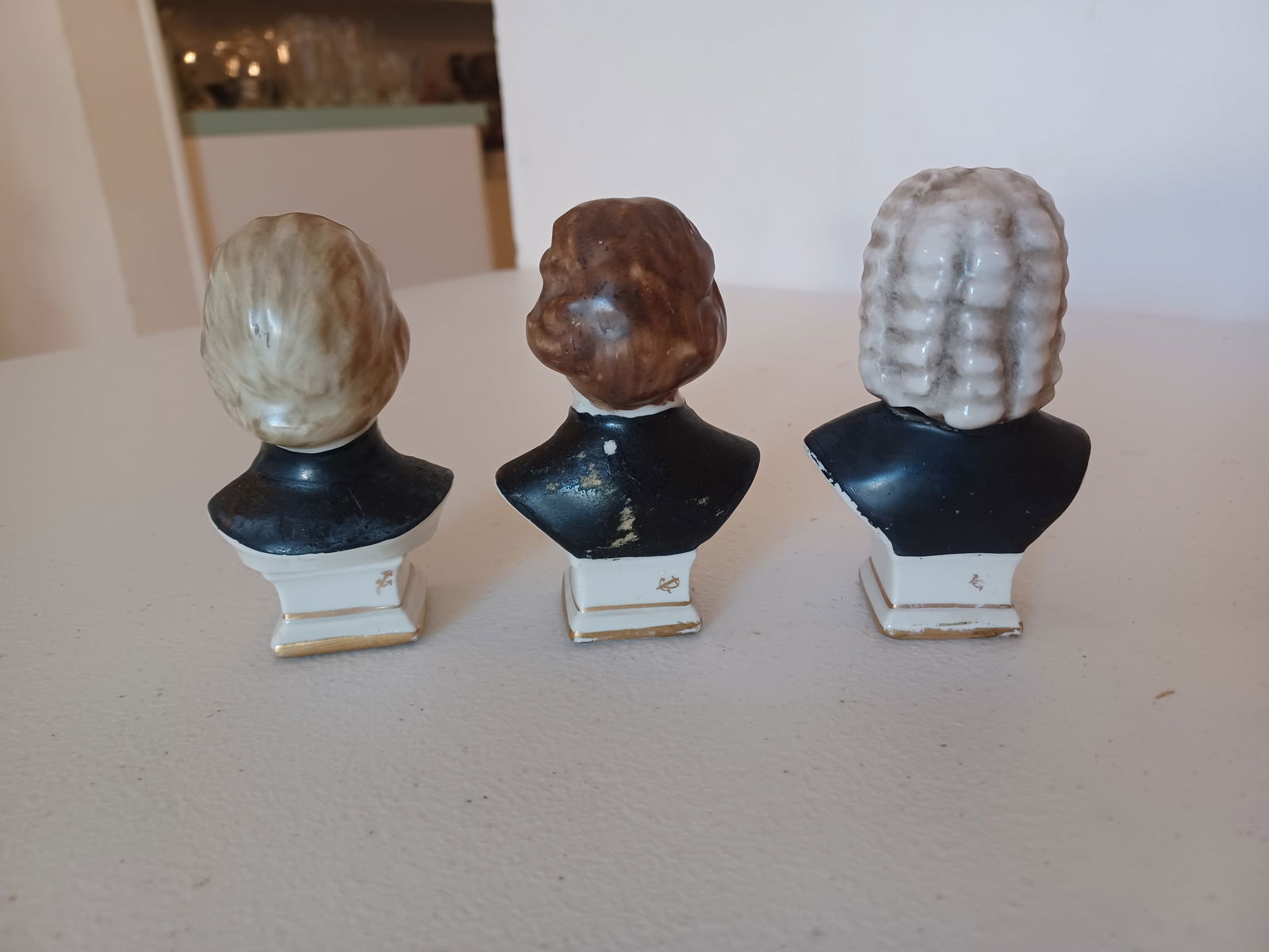 3 Small Porcelain Composser Busts Mozart, Bach and Beethoven - 3