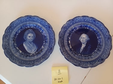 George & Martha Washington Portrait Plates By Ridgeway