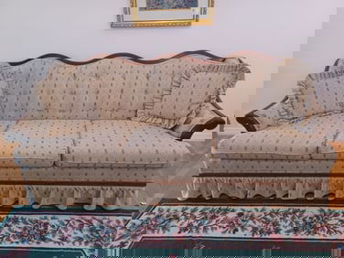 Traditional Couch with Wood Trim/ nice clean and in great shape