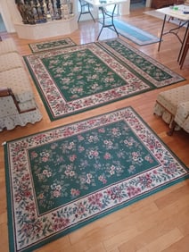 Beautiful Set of 4 Esteem Area Rugs and Runners / Royal Splendor Forest Pattern