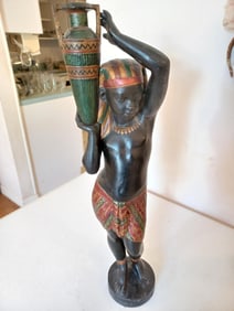 Late 1800s Egyptian / Nubian Torchere In Cast Iron
