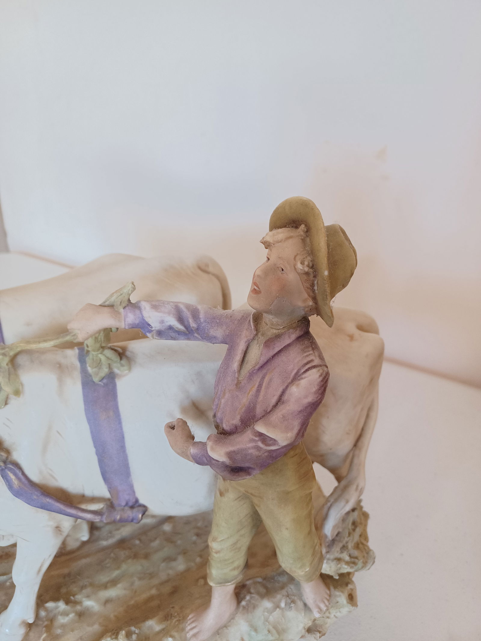 Royal Dux Boy Herding Cows Figurine - 3