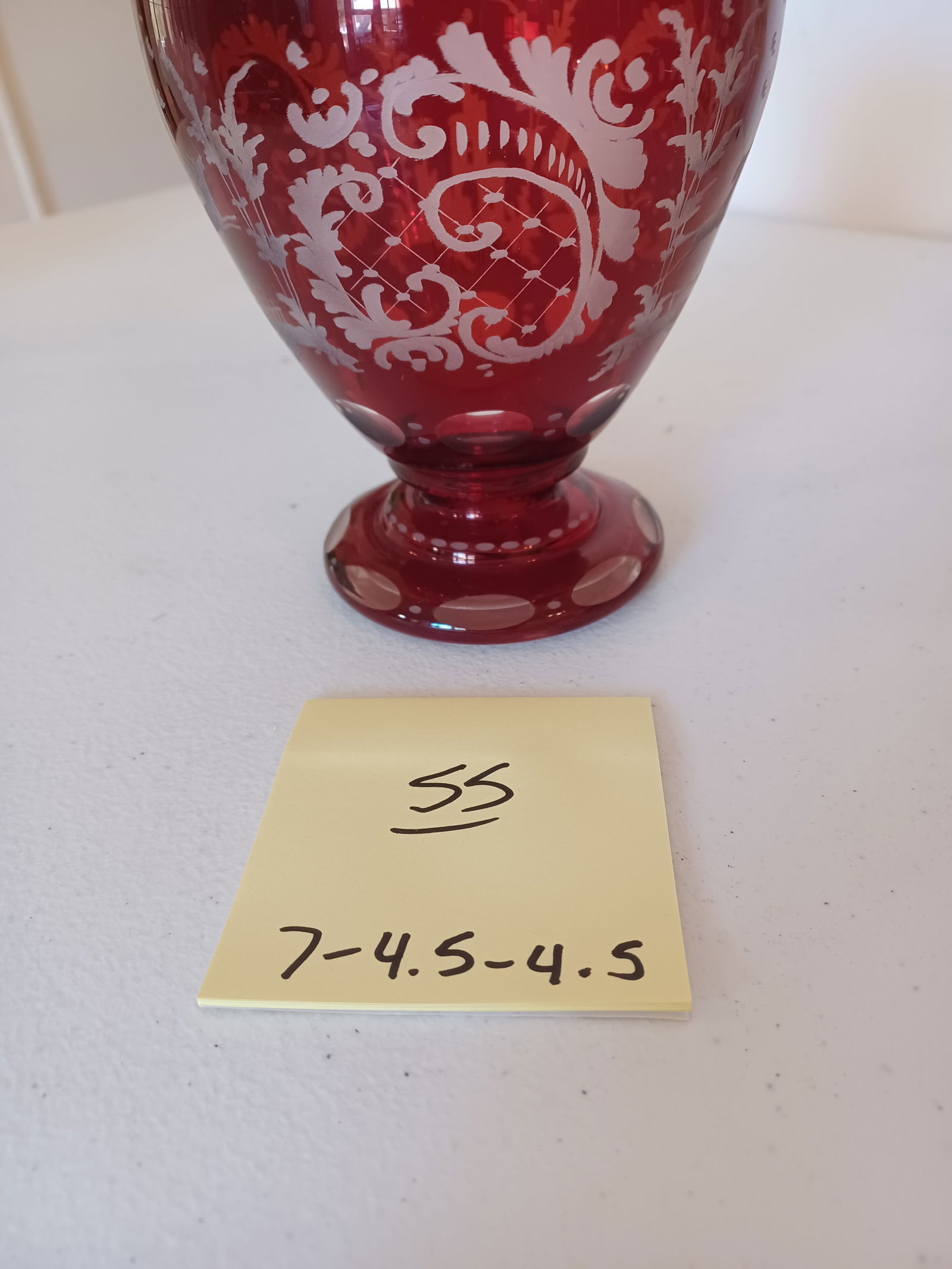 Stunning Bohemian Ruby Glass Vase - 2