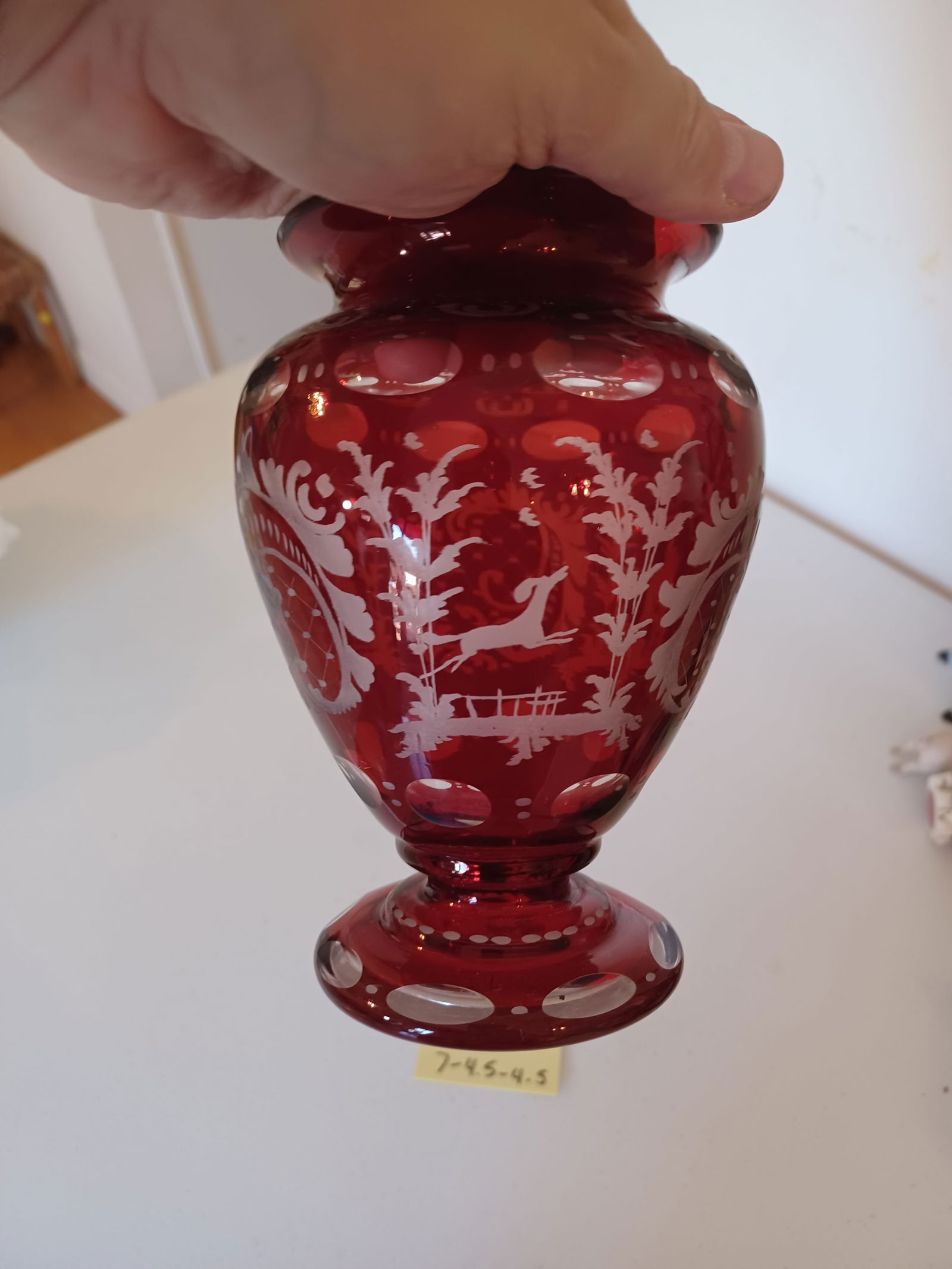 Stunning Bohemian Ruby Glass Vase - 4