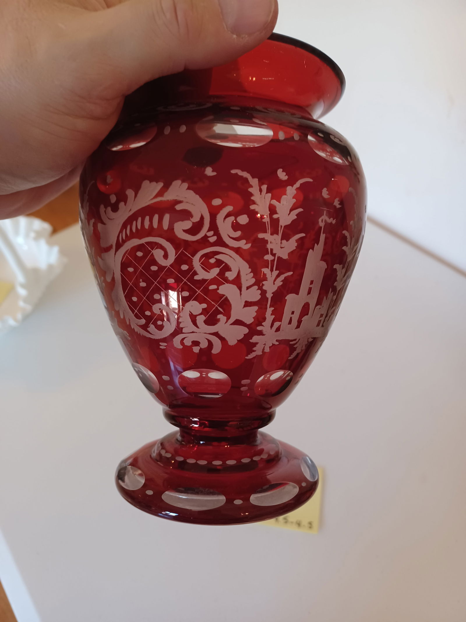 Stunning Bohemian Ruby Glass Vase - 5