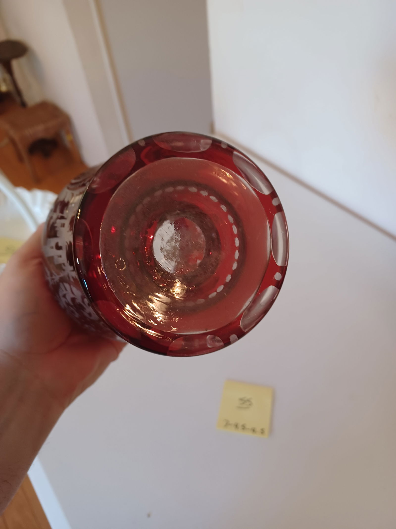 Stunning Bohemian Ruby Glass Vase - 8