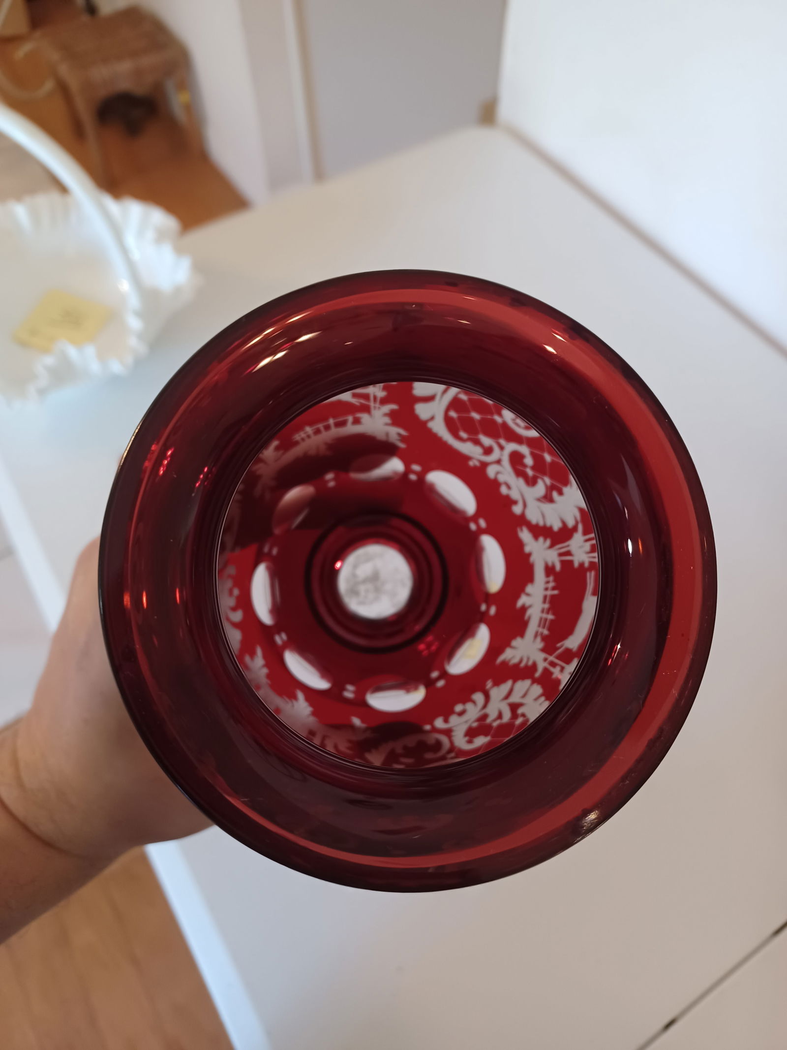 Stunning Bohemian Ruby Glass Vase - 9