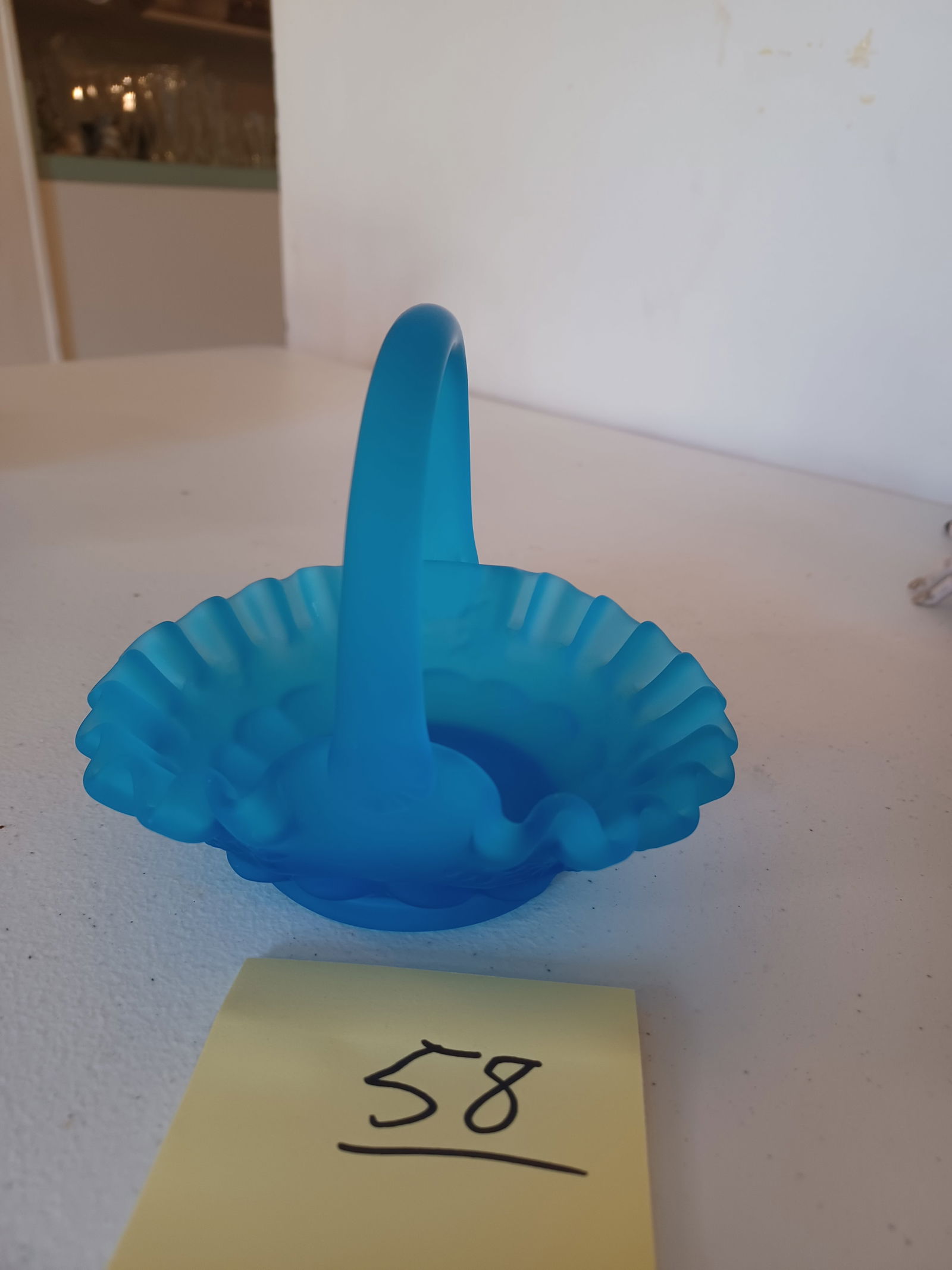 Beautiful Frosted Blue Fenton basket: Beautiful Frosted Blue Fenton basket