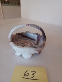 Unique Marbled Glass Basket by Westmoreland