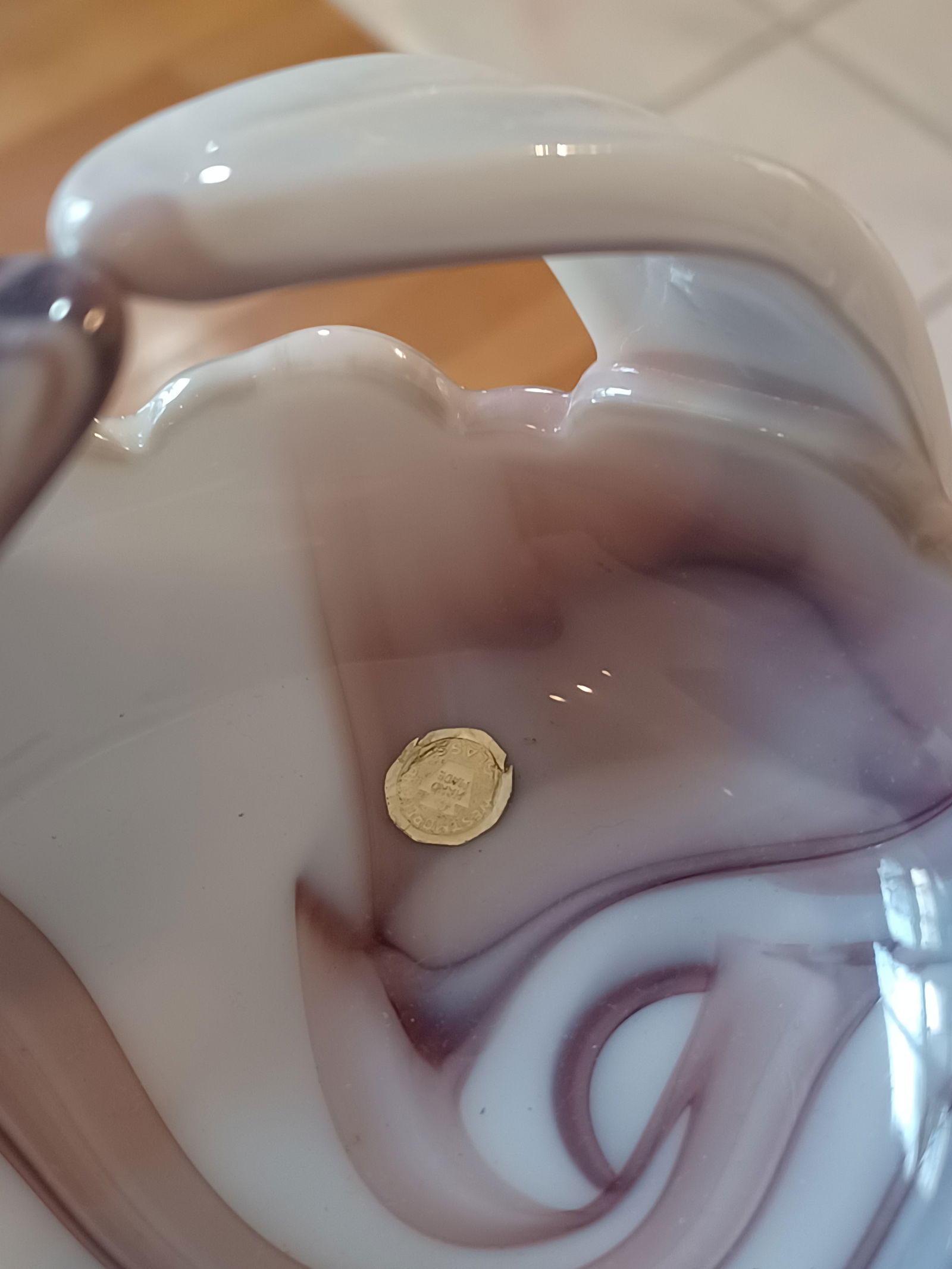 Unique Marbled Glass Basket by Westmoreland - 4