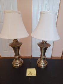 Pair of Bronze Finished Dresser Lamps / 1 has condition issues