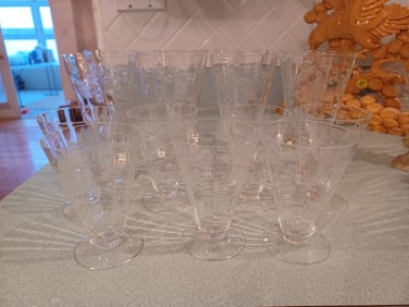 Beautiful set of Vintage Etched Glasses