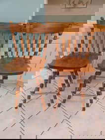 Pair of Wood Swivel Stools as seen