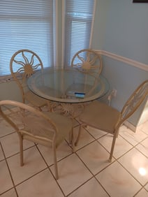 Glass Top Metal Table and 4 Chairs