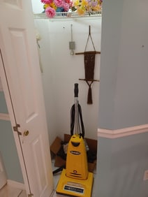 Contents of Closet including like new Steril Aire Vacume with attachemnts